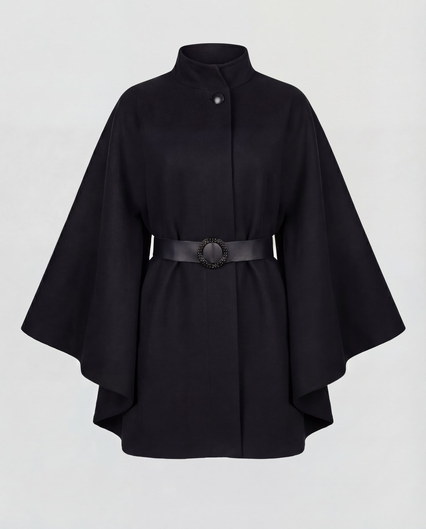 Belted Cape Coat - Black
