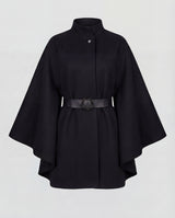 Belted Cape Coat - Black