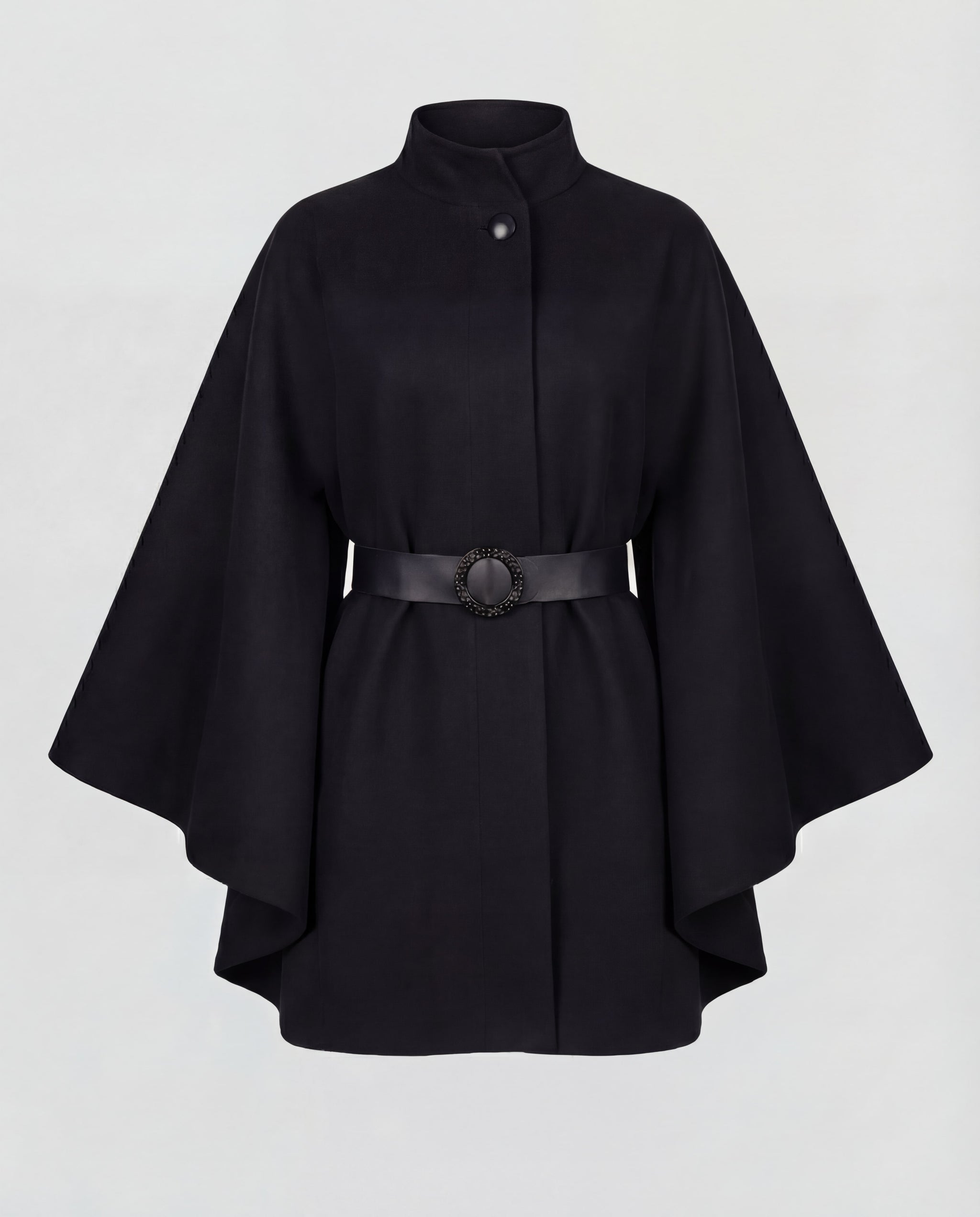Belted Cape Coat - Black
