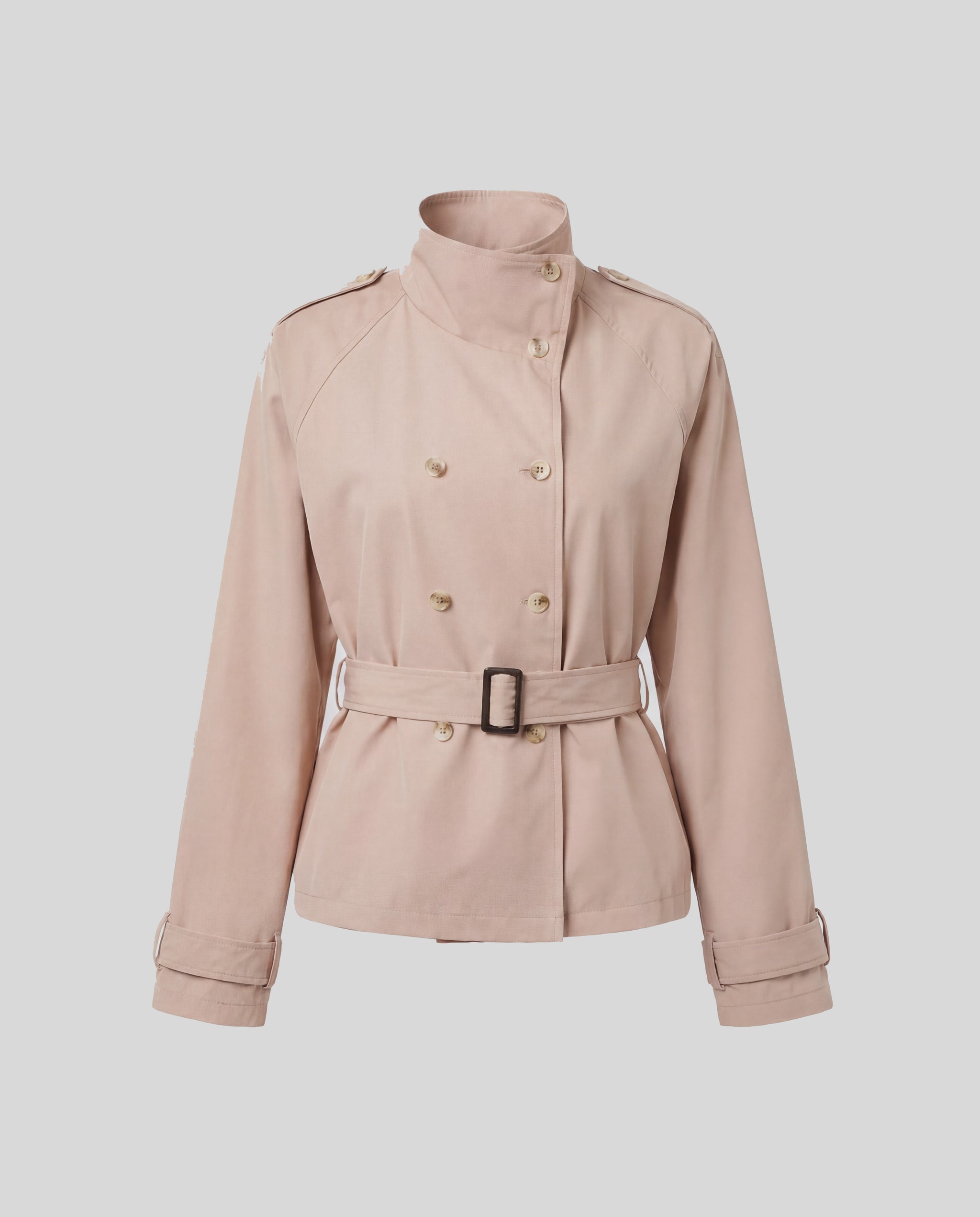 Belted Double-Breasted Trench Jacket - Beige