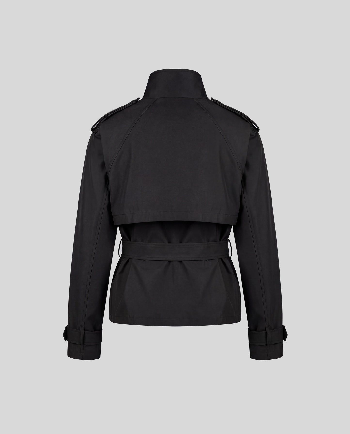 Belted Double-Breasted Trench Jacket - Black