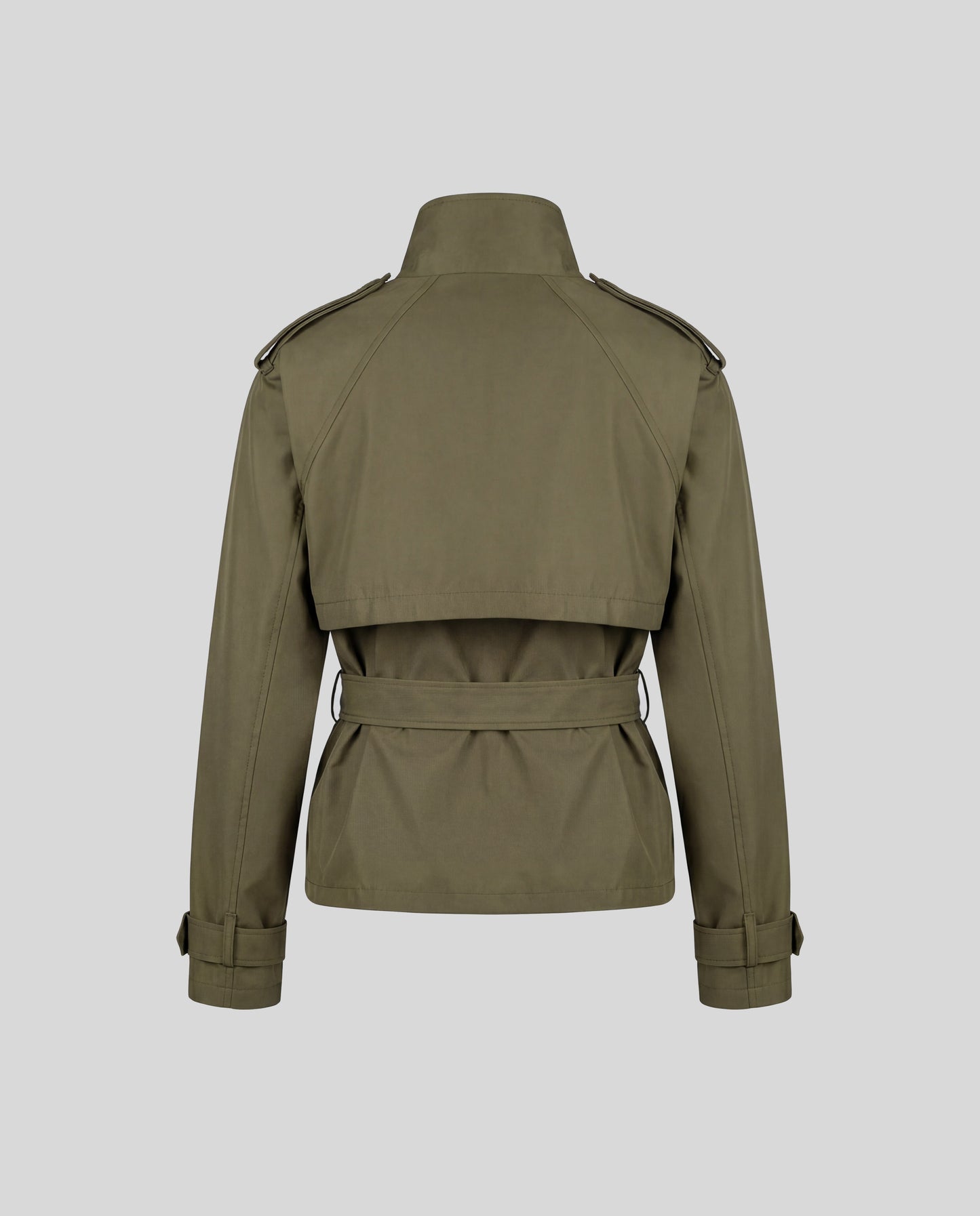 Belted Double-Breasted Trench Jacket - Olive Green