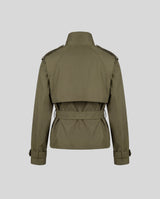 Belted Double-Breasted Trench Jacket - Olive Green