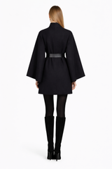 Belted Cape Coat - Black