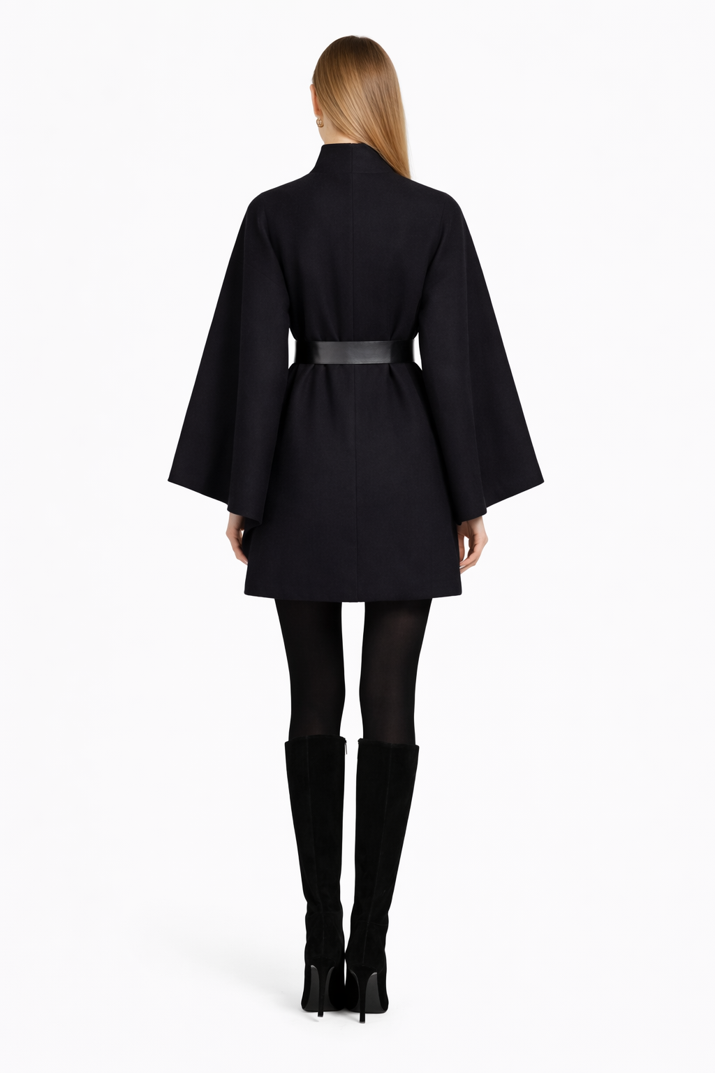 Belted Cape Coat - Black