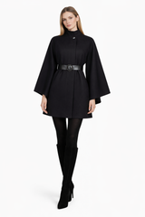 Belted Cape Coat - Black