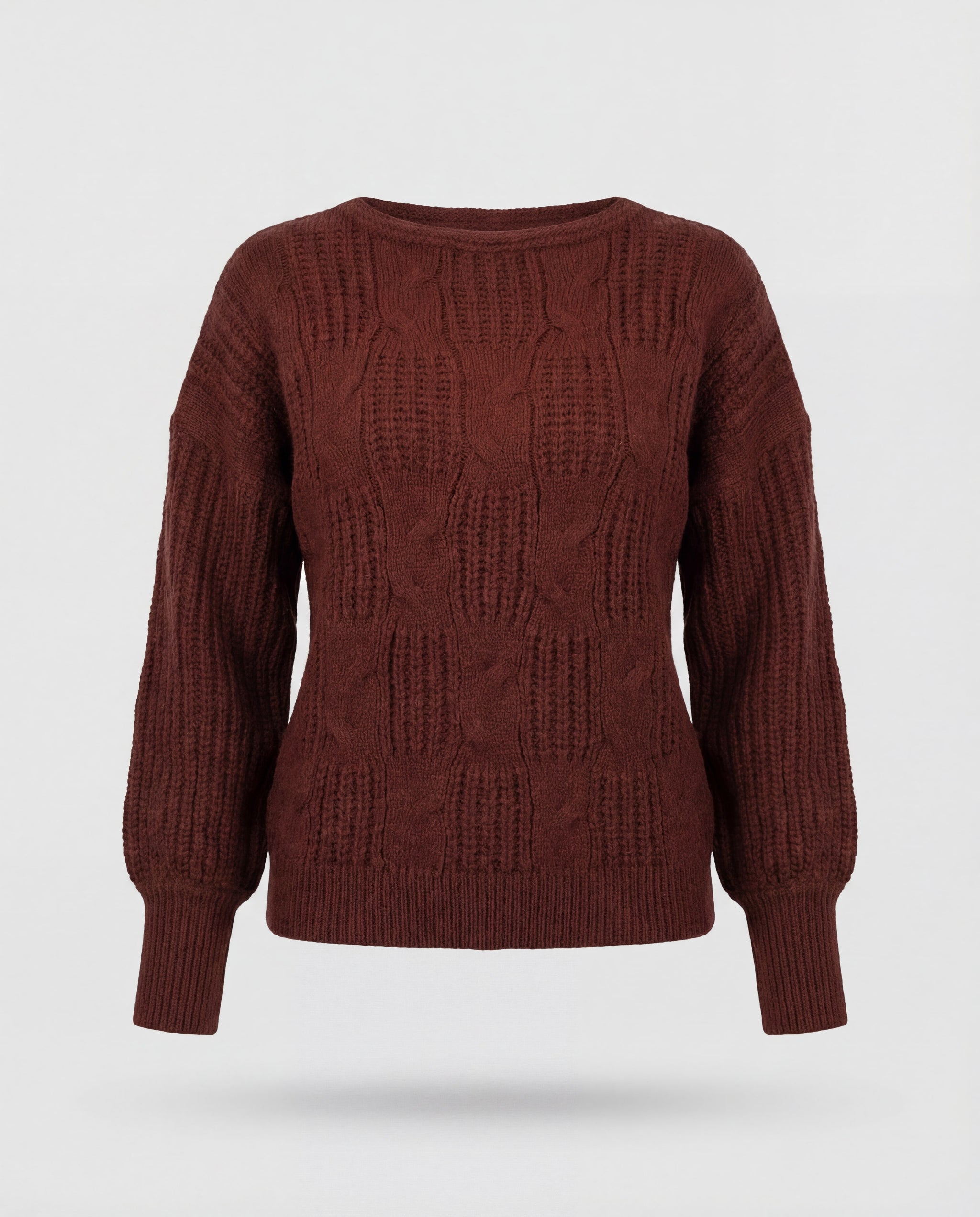 Cable Knit Sweater - Brown