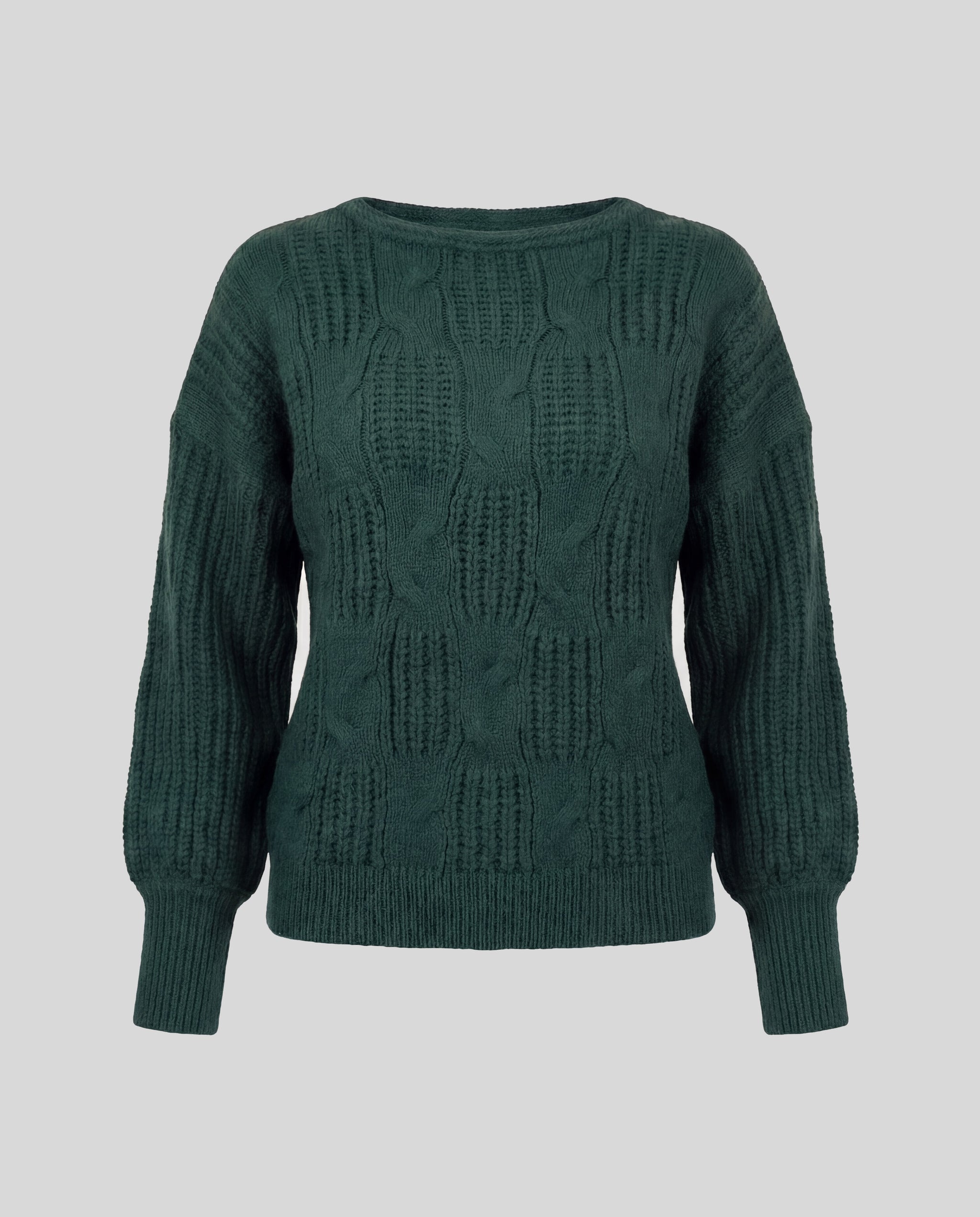Cable Knit Sweater - Dark Green