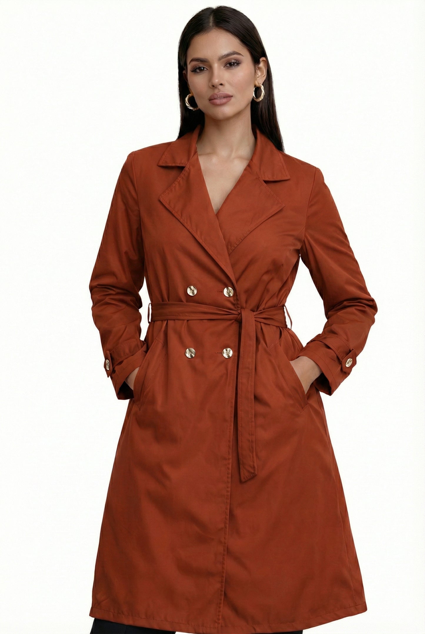 Trench Coat - Burnt Orange