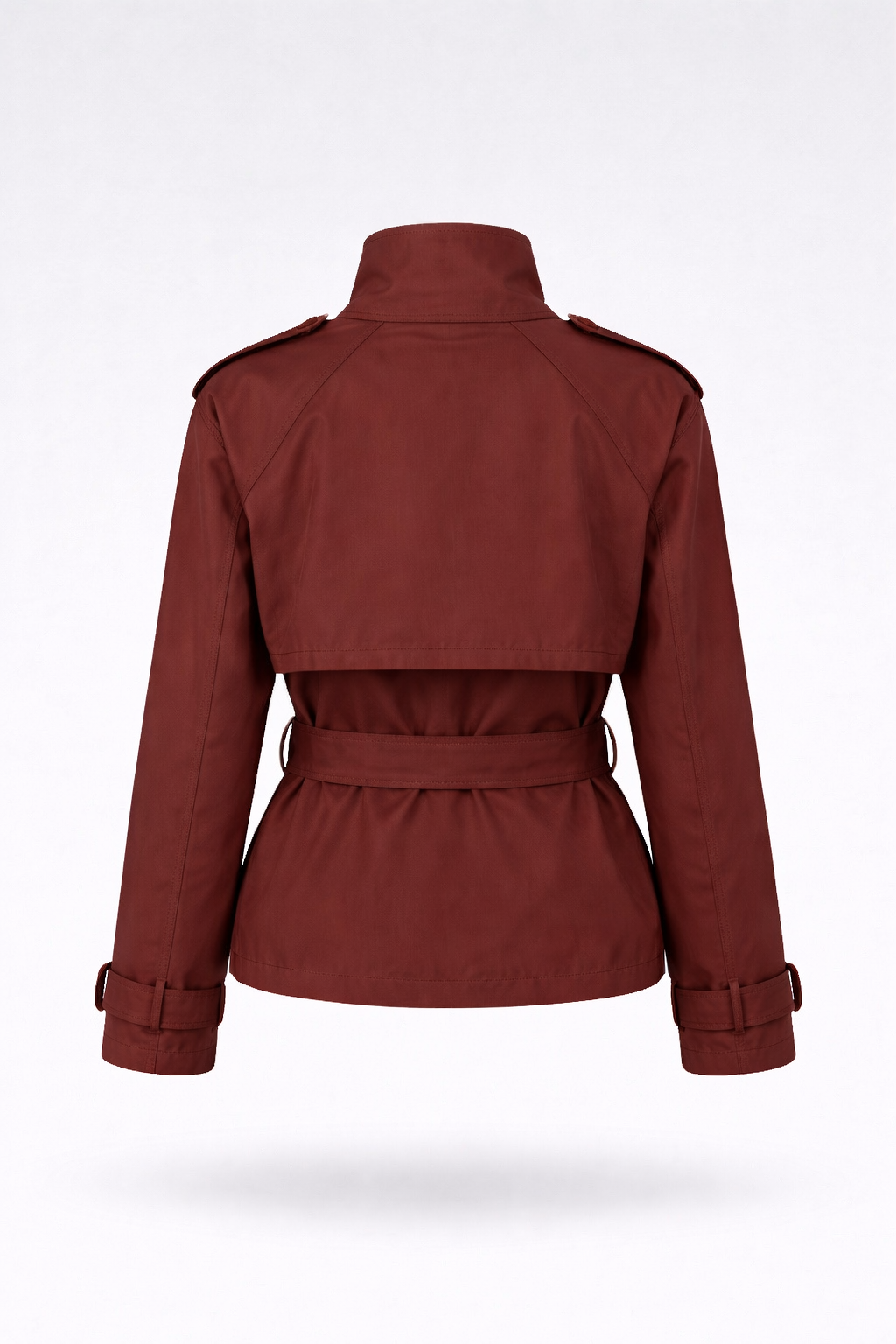 Belted Double-Breasted Trench Jacket - Brown